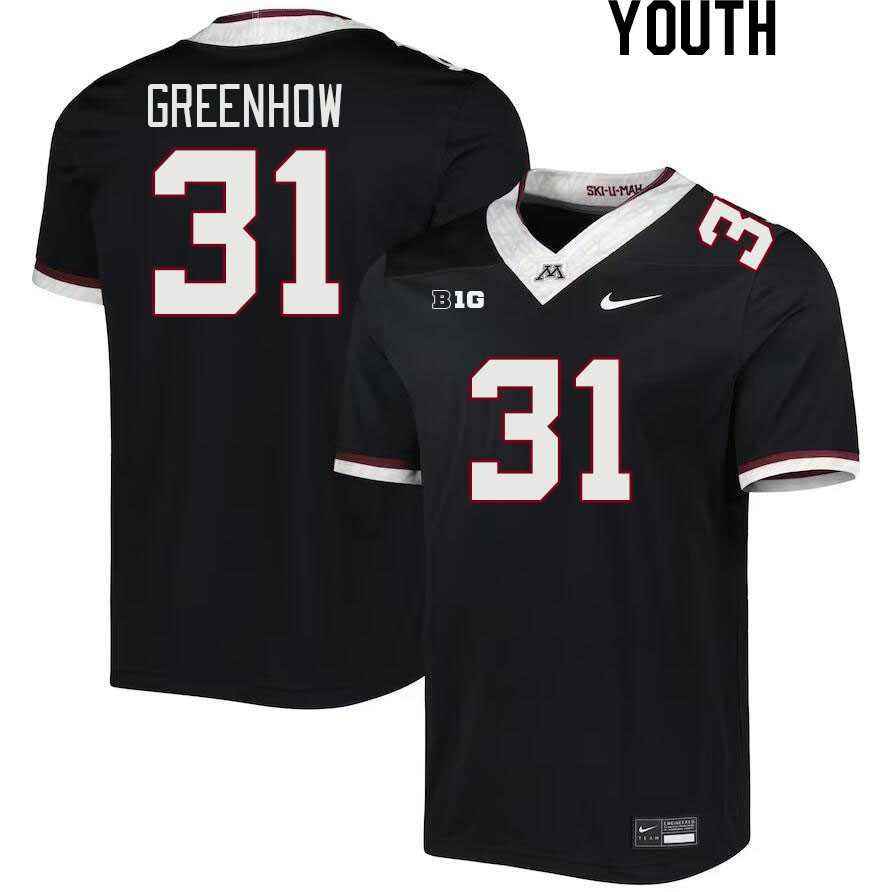 Youth #31 Jordan Greenhow Minnesota Golden Gophers College Football Jerseys Stitched-Black